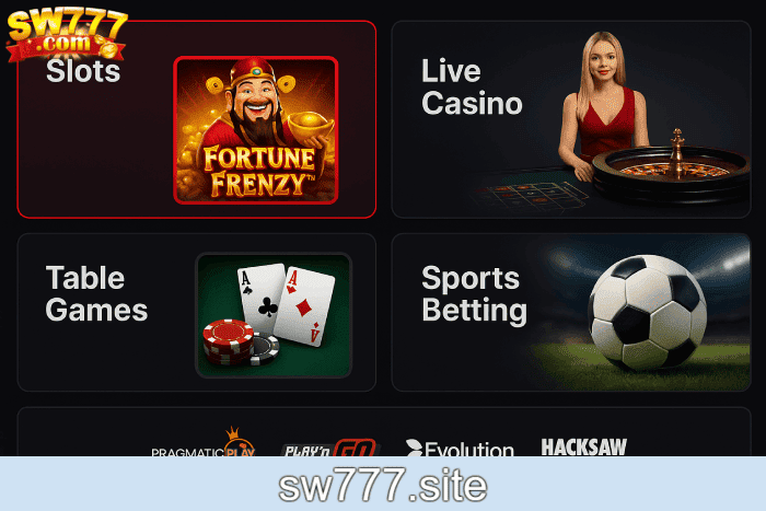 Plataforma online Cassino SW777 com bônus exclusivos